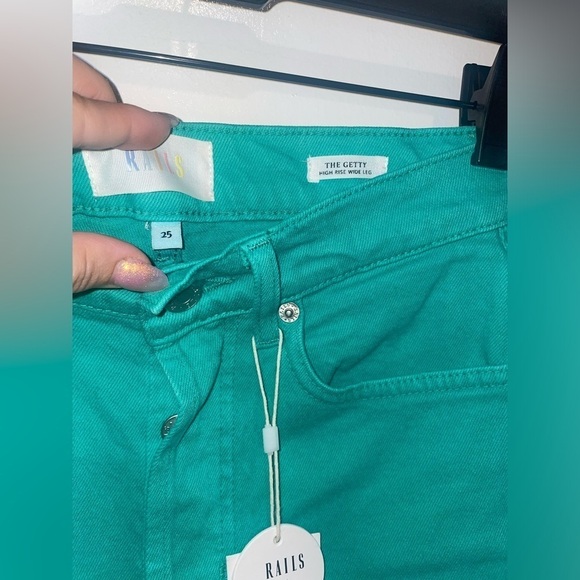 New! Rails The Getty High Rise Wide Leg Jeans in Emerald Green Size 25 🤍 - Picture 13 of 14